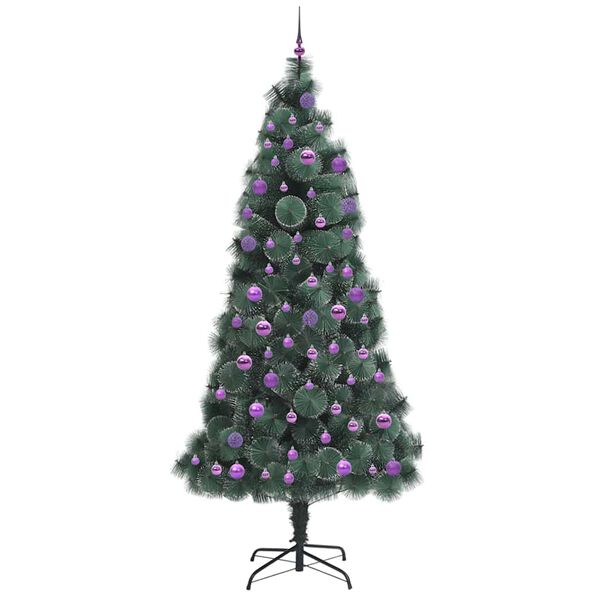 vidaXL K&uuml;nstlicher vorbeleuchteter Weihnachtsbaum mit Kugelset 240 cm