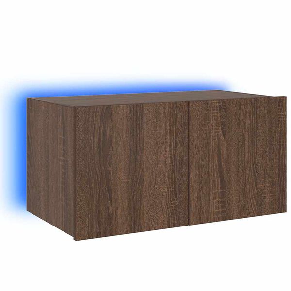 vidaXL TV-Wandschrank mit LED-Leuchten Braun Eichen-Optik 60x35x31 cm