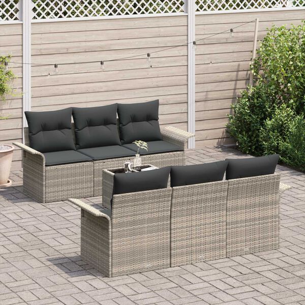 vidaXL Gartensofa-set 7 pcs Hellgrau und Dunkelgrau Poly-Rattan
