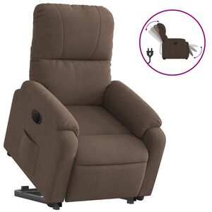 vidaXL Relaxsessel mit Aufstehhilfe Elektrisch Braun Mikrofasergewebe