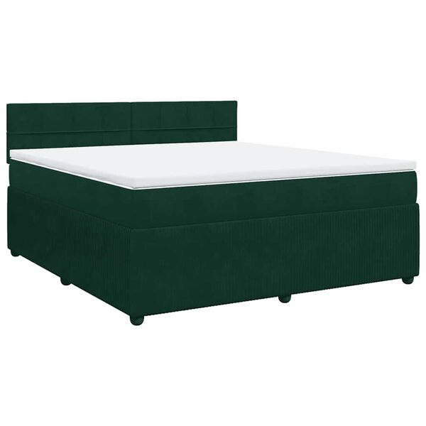 vidaXL Boxspringbett mit Matratze Dunkelgr&uuml;n 180x200 cm Samt