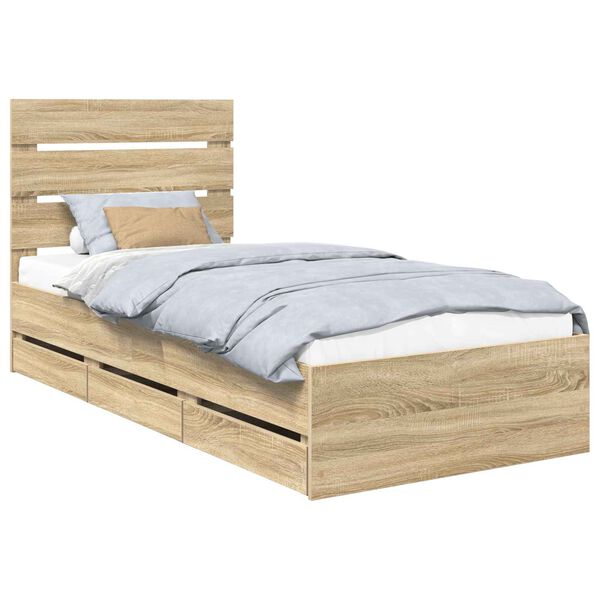 vidaXL Bettrahmen Sonoma-Eiche 90 x 200 cm Ingenieurs Holz
