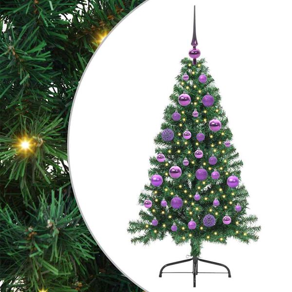 vidaXL K&uuml;nstlicher vorbeleuchteter Weihnachtsbaum Gr&uuml;n 120 cm PVC