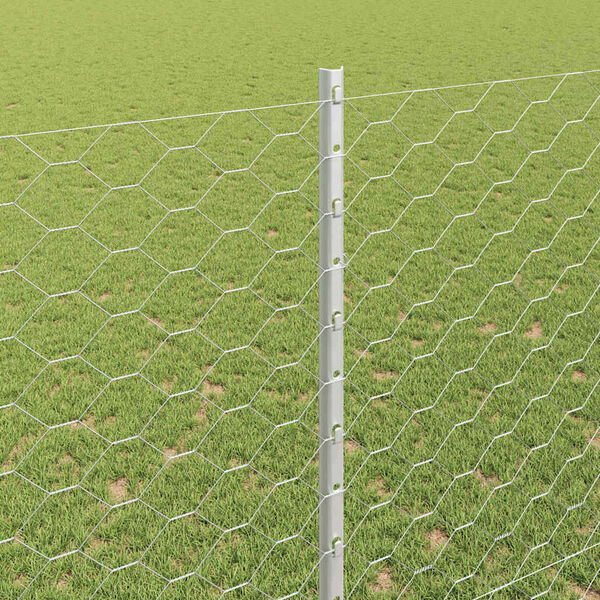 vidaXL Zaun mit Pfosten Silber 1,5 x 25 m Stahl