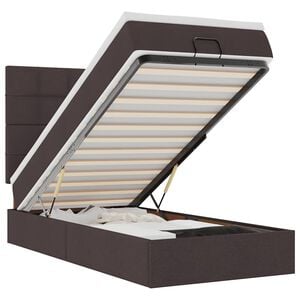 vidaXL Ottoman-Bett mit Matratze & LEDs Dunkelbraun 100x200 cm Stoff