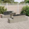 vidaXL Sofa Set mit Kissen 7 pcs Hellgrau Poly-Rattan