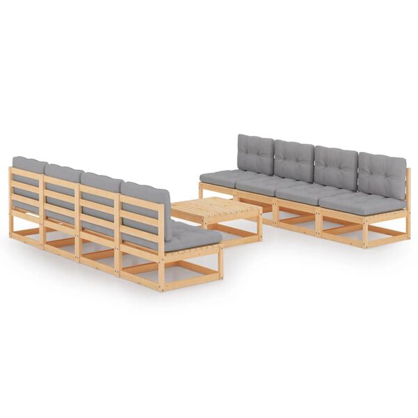 vidaXL 9-tlg. Garten-Lounge-Set mit Kissen Kiefer Massivholz