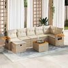vidaXL 7-tlg. Garten-Sofagarnitur mit Kissen Beige Poly Rattan