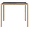 vidaXL Gartentisch 90x90x75 cm Geh&auml;rtetes Glas Poly Rattan Beige