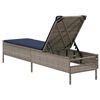 vidaXL Sonnenliege mit Kissen Grau Poly Rattan