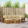 vidaXL Ecksofa Set mit Kissen 7 pcs Natur und Beige Massivholz Akazie