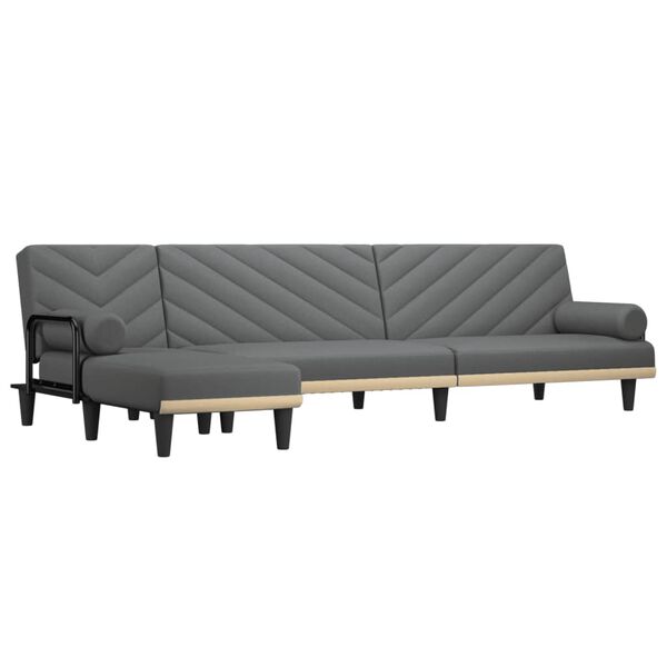 vidaXL Schlafsofa in L-Form Dunkelgrau 260x140x70 cm Stoff
