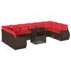 vidaXL 11-teiliges Gartensofa-Set mit Kissen, braun, Polyrattan