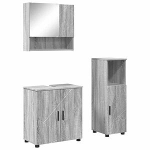 vidaXL Badezimmerm&ouml;bel-Set 3 pcs Graues Sonoma Holzwerkstoff & Metall