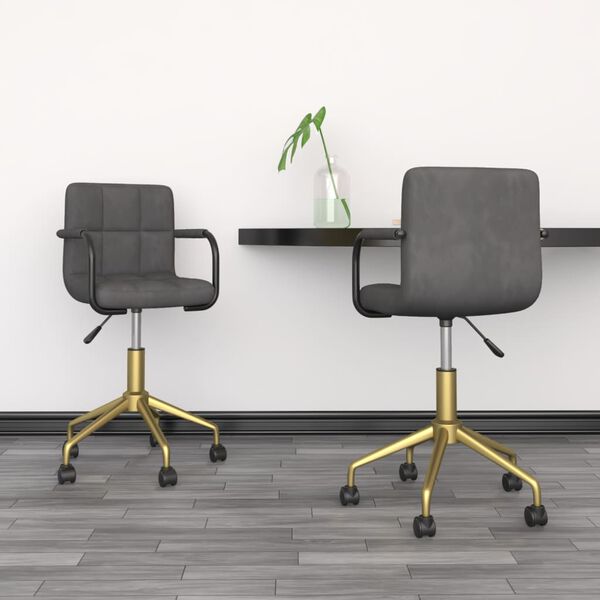 vidaXL Esszimmerst&uuml;hle 2 Stk. Drehbar Dunkelgrau Samt