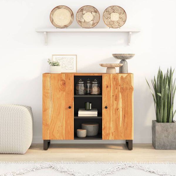 vidaXL Sideboard mit 2 T&uuml;ren 90x33x75 cm Massivholz Akazie