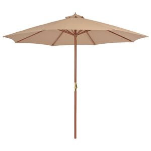 vidaXL Sonnenschirm mit Holz-Mast 300 cm Taupe