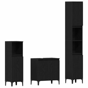 vidaXL Badezimmerm&ouml;bel-Set 3 stk. Schwarz Eichen-Optik
