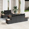 vidaXL Garten-Sofa-Set mit Kissen 6 pcs Schwarz Poly Rattan