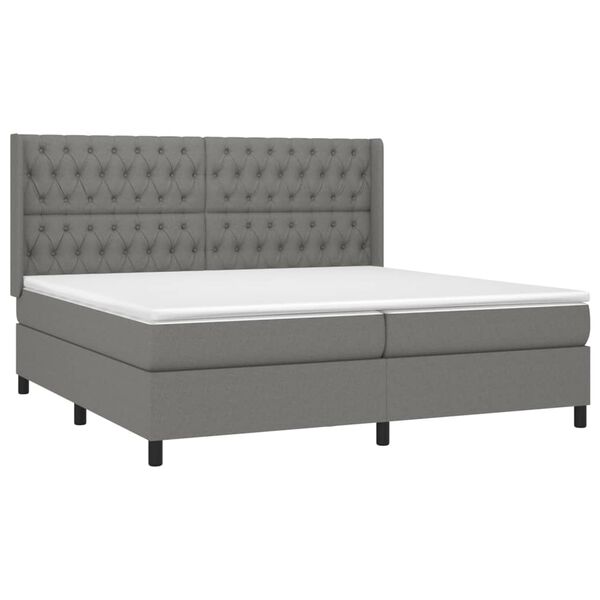 vidaXL Boxspringbett mit Matratze & LED Dunkelgrau 200x200 cm Stoff