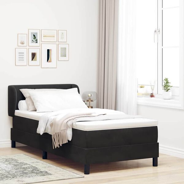 vidaXL Boxspringbett mit Matratze Schwarz 80 x 200 cm Samt