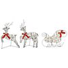 vidaXL Weihnachtsrentier mit Schlitten 3 stk. 60 LEDs Warmes Wei&szlig;