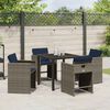 vidaXL Garten Essgruppe mit Kissen 5 pcs Grau Poly-Rattan