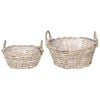 vidaXL Blumentopfkorb GENDT 2 stk. Nat&uuml;rliches Grau Kubu Rattan