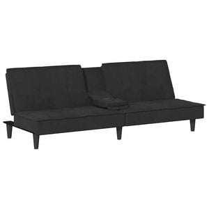 vidaXL Schlafsofa mit Getr&auml;nkehaltern Schwarz Samt