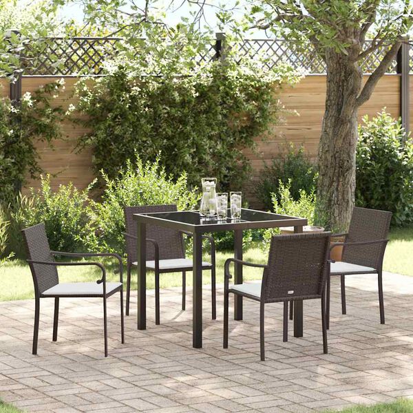 vidaXL Garten Essgruppe 5 pcs Braun Poly Rattan
