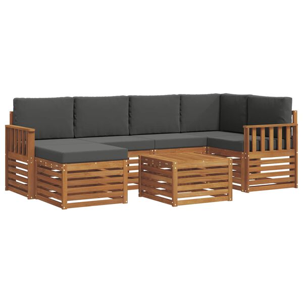 vidaXL Ecksofa Set 7 pcs Natur und Anthrazit Massivholz Akazie