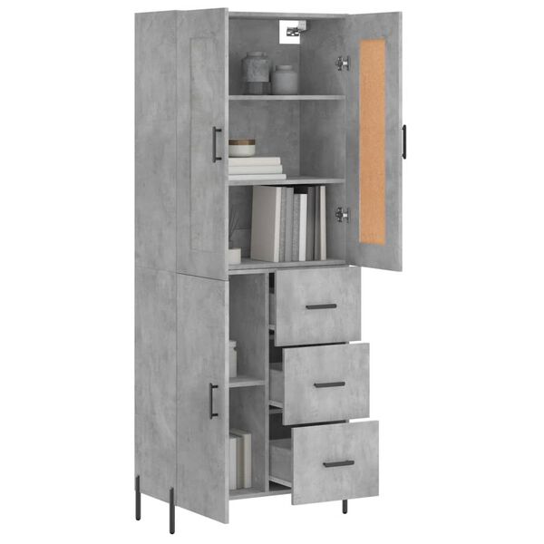 vidaXL Highboard Betongrau 69,5x34x180 cm Holzwerkstoff