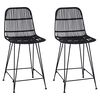 vidaXL Barhocker 2 pcs Schwarz 44 x 54 x 96 cm Rattan und Stahl