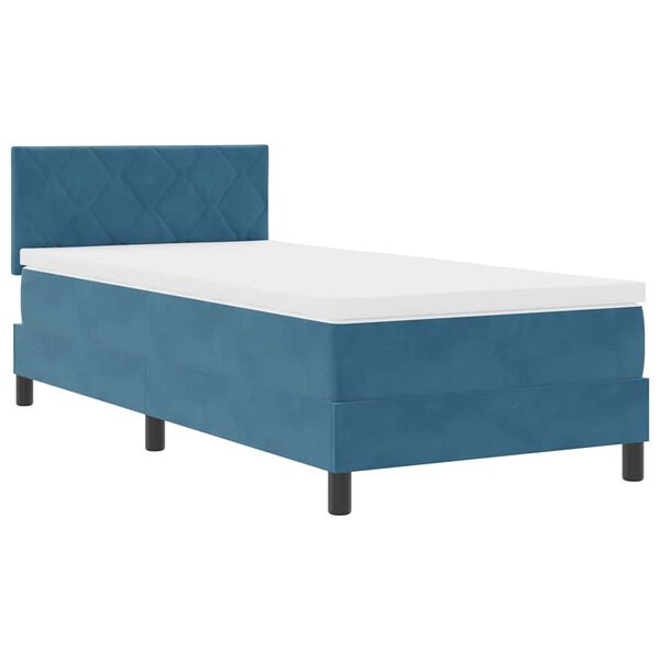 vidaXL Boxspringbett mit Matratze Dunkelblau 90 x 190 cm Samt