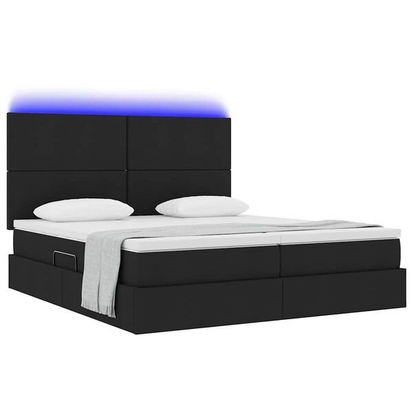 vidaXL Bett mit LED-Lichtleisten Schwarz 180 x 200 cm Stoff