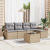 vidaXL Gartensofa-set mit Kissen mit Speicher 6 pcs Beige Poly-Rattan
