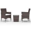 vidaXL 3-tlg. Bistro-Set Poly-Rattan und Hartglas Braun