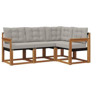 vidaXL Outdoor-Sofagarnitur mit Kissen 4 pcs Nat&uuml;rlich und Hellgrau