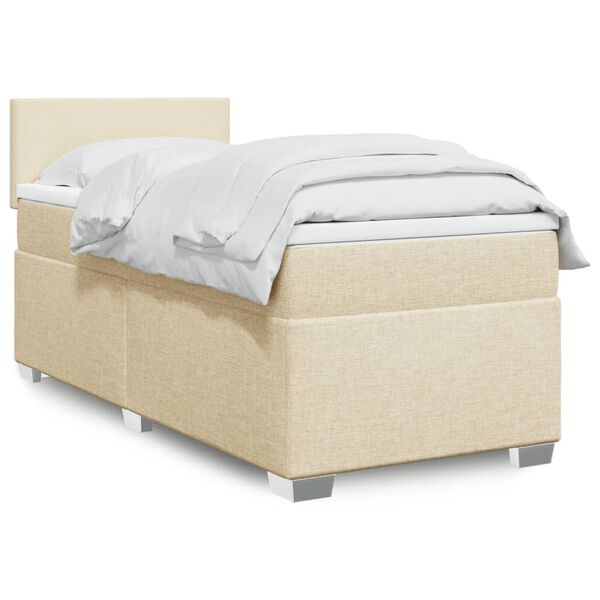 vidaXL Boxspringbett mit Matratze Creme 90x190 cm Stoff