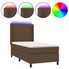 vidaXL Boxspringbett mit Matratze & LED Dunkelbraun 90x200 cm Stoff