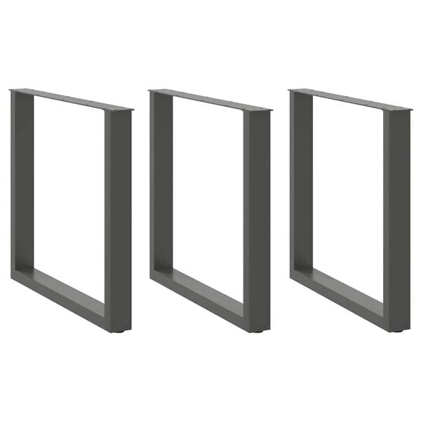 vidaXL Esstischbeine U-Form 3 Stk. Anthrazit 80x(72-73) cm Stahl