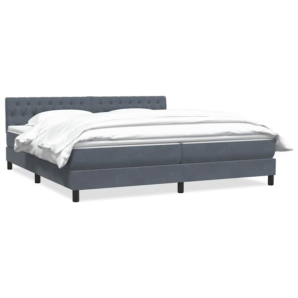 vidaXL Boxspringbett mit Matratze Dunkelgrau 180x210 cm Samt