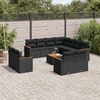 vidaXL 12-tlg. Garten-Sofagarnitur mit Kissen Schwarz Poly Rattan