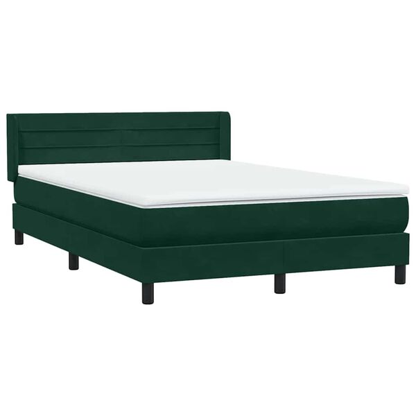 vidaXL Boxspringbett mit Matratze Dunkelgr&uuml;n 160x210 cm Samt