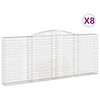 vidaXL Gabionen mit Hochbogen 8 Stk. 400x30x160/180cm Verzinktes Eisen