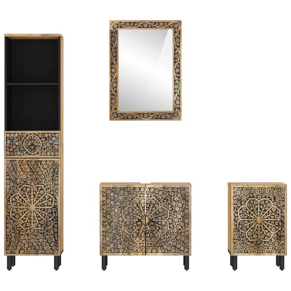 vidaXL 4-tlg. Badm&ouml;bel-Set Massivholz Mango