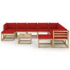 vidaXL 11-tlg. Garten-Lounge-Set mit Kissen Impr&auml;gniertes Kiefernholz