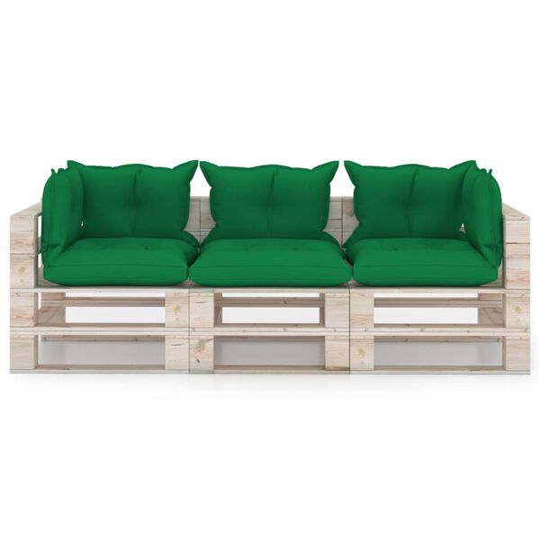 vidaXL Garten-Palettensofa 3-Sitzer mit Kissen Kiefernholz