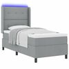 vidaXL LED Boxspringbett mit Matratze Hellgrau 90 x 200 cm Stoff