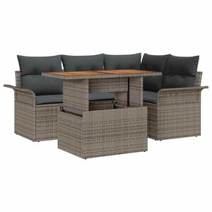 vidaXL Garten-Sofa-Set mit Kissen 5 pcs Grau